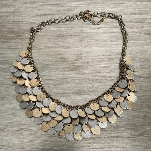 Gold & silver statement necklace - Picture 1 of 4